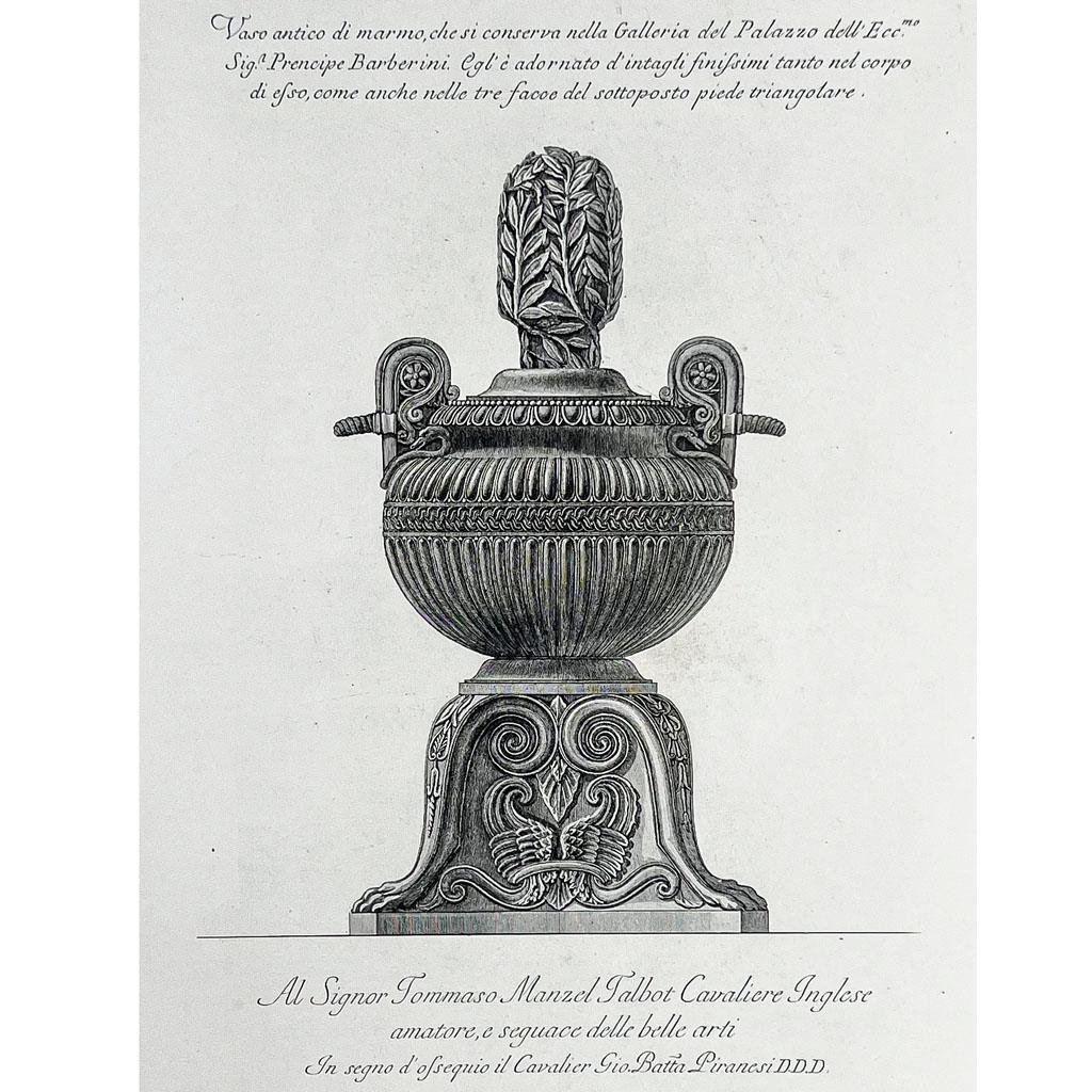 G.B. PIRANESI: "Palazzo Barberini Vase" - Etching (1 of 8)