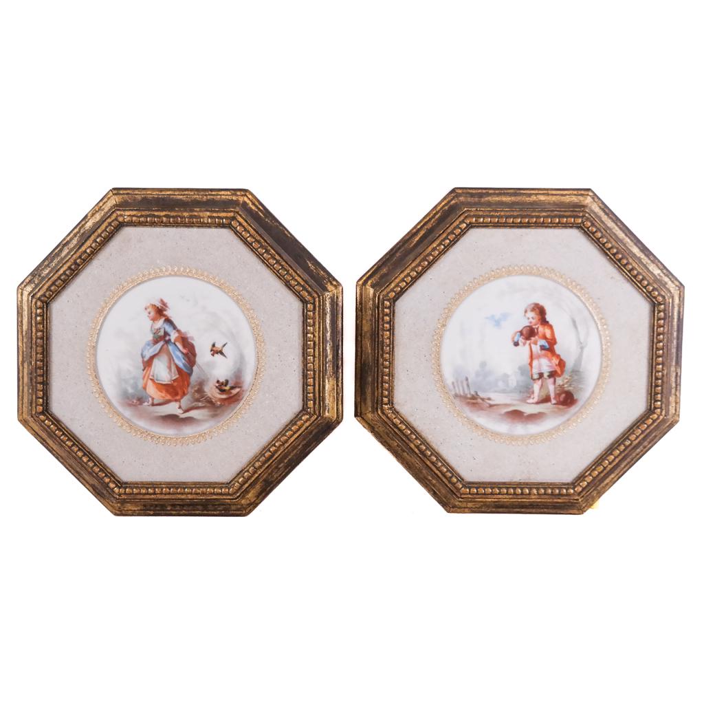 Pair of Continental Painted Porcelain Plaques (1 of 5)