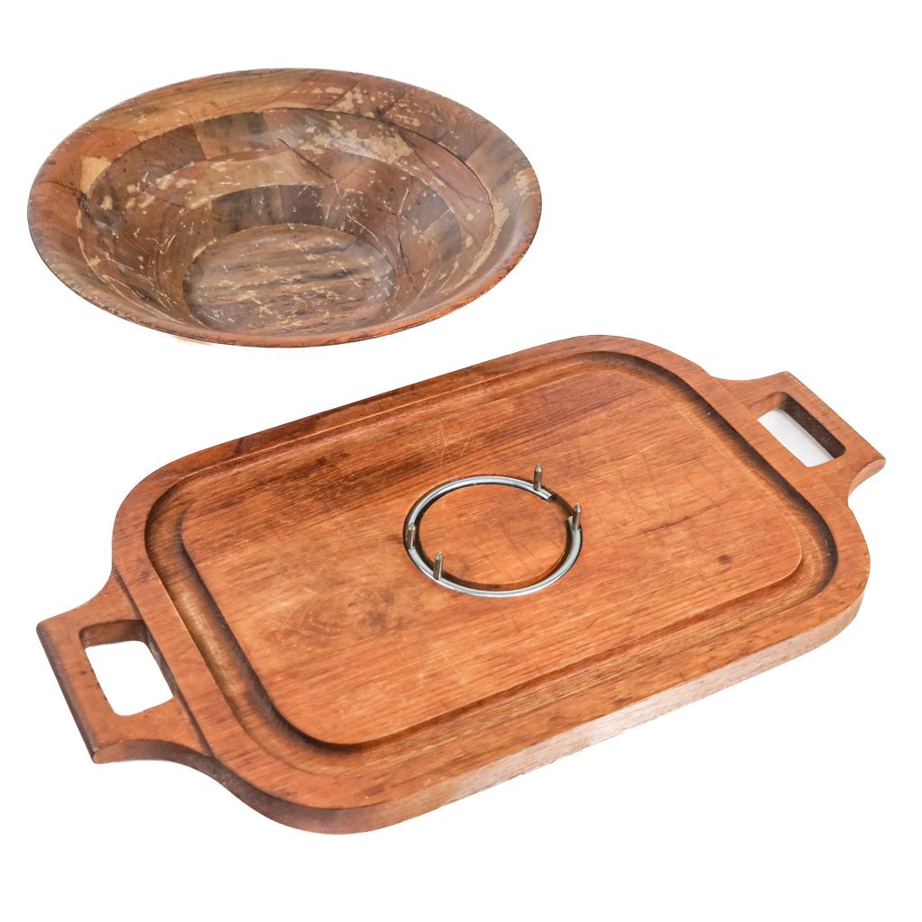 Vintage Wood Serving Bowl & Carving Board (1 of 7)
