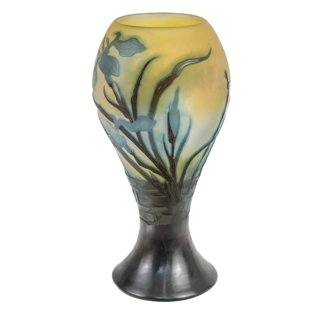 Galle "Iris and Lily Pond" Cameo Glass Vase (1 of 7)