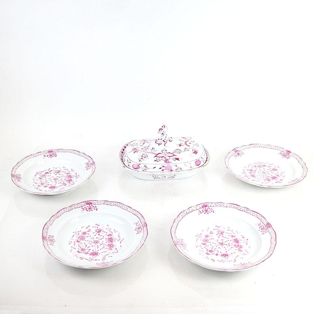 Meissen German Pink Porcelain Group (5 Pcs) (1 of 14)