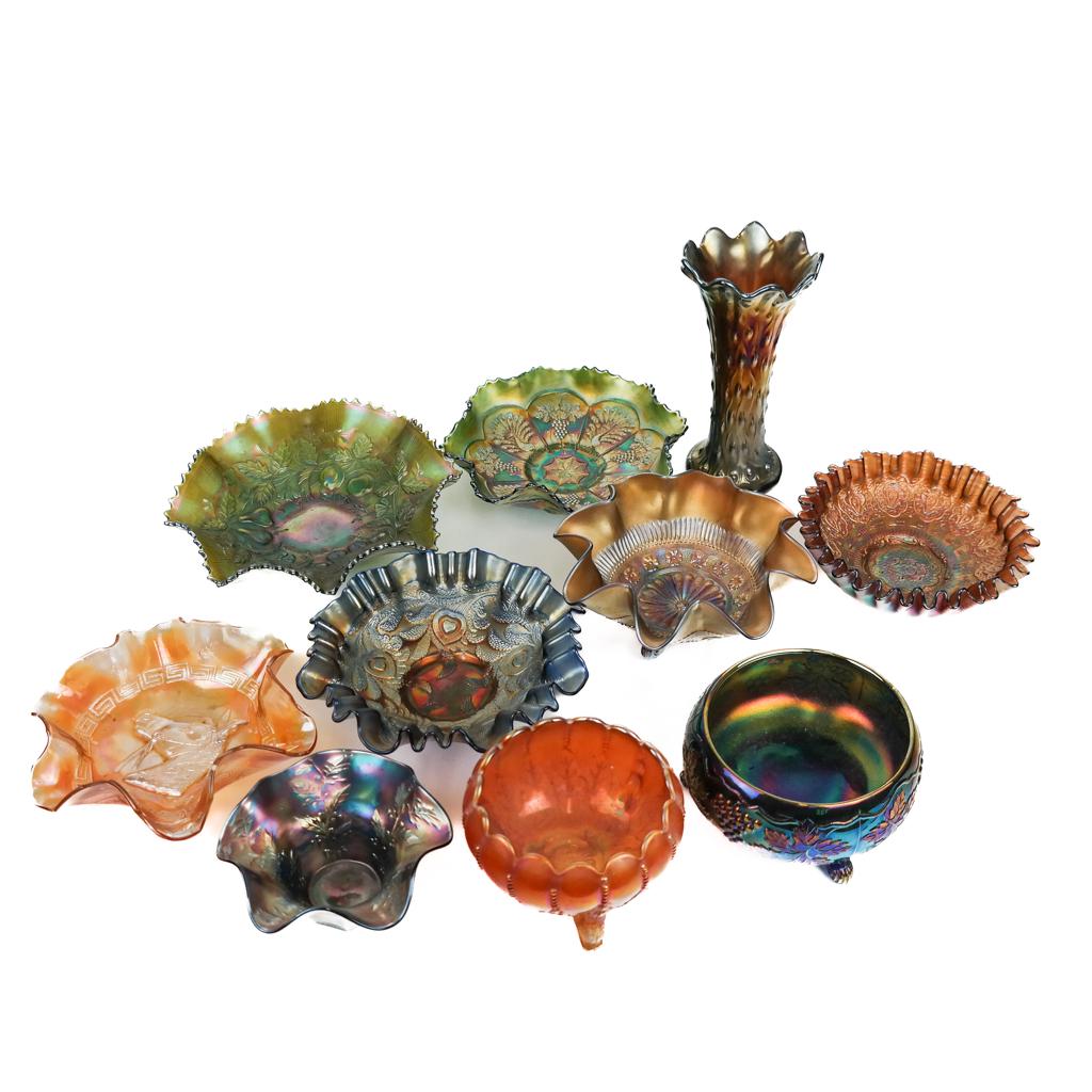 Group of Ten Pieces of Carnival Glass (1 of 13)