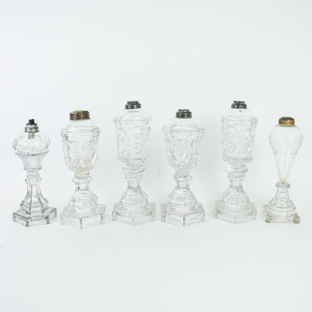 Five Vintage Pressed Glass Lamp Bases (1 of 8)