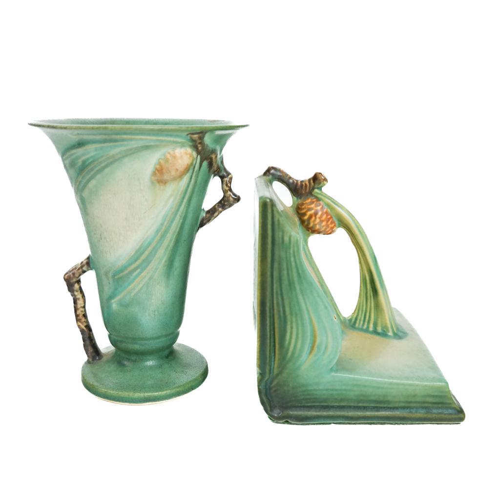 Two Roseville Pottery Items: Vase & Bookend (1 of 7)