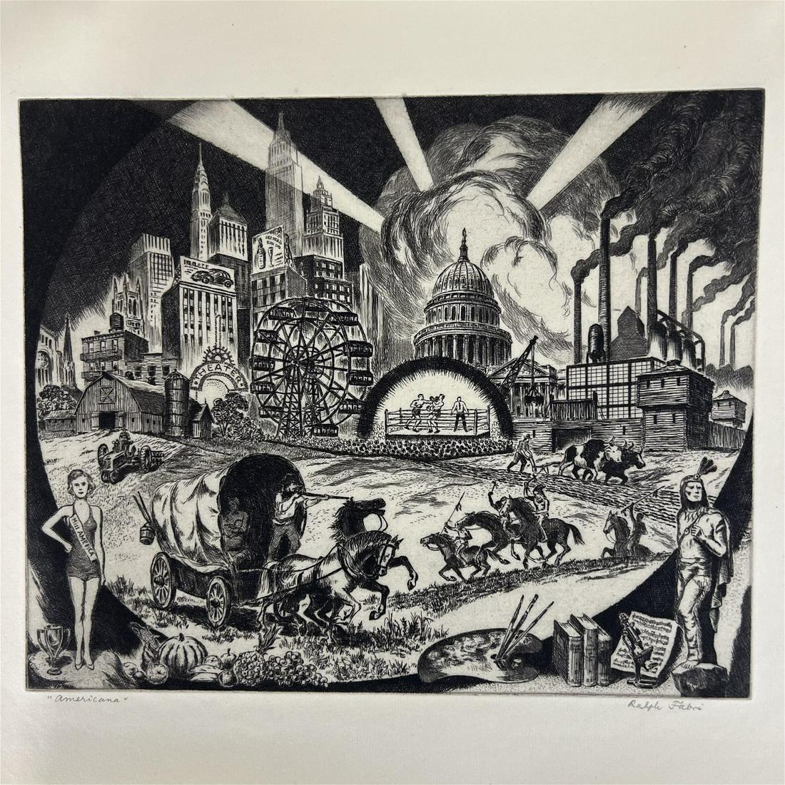 Ralph FABRI: "Americana" (1948) - Etching (1 of 9)