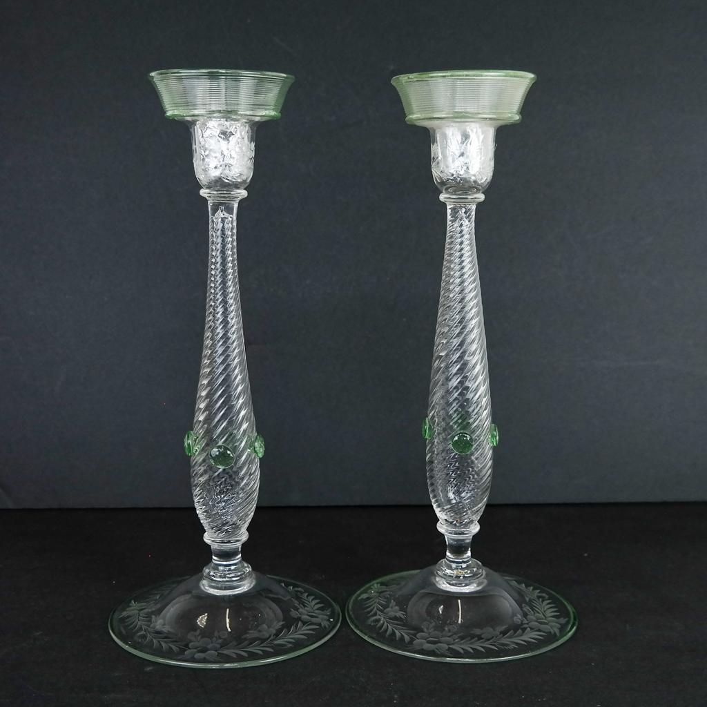 Pair of Tall Glass Candlesticks (1 of 7)