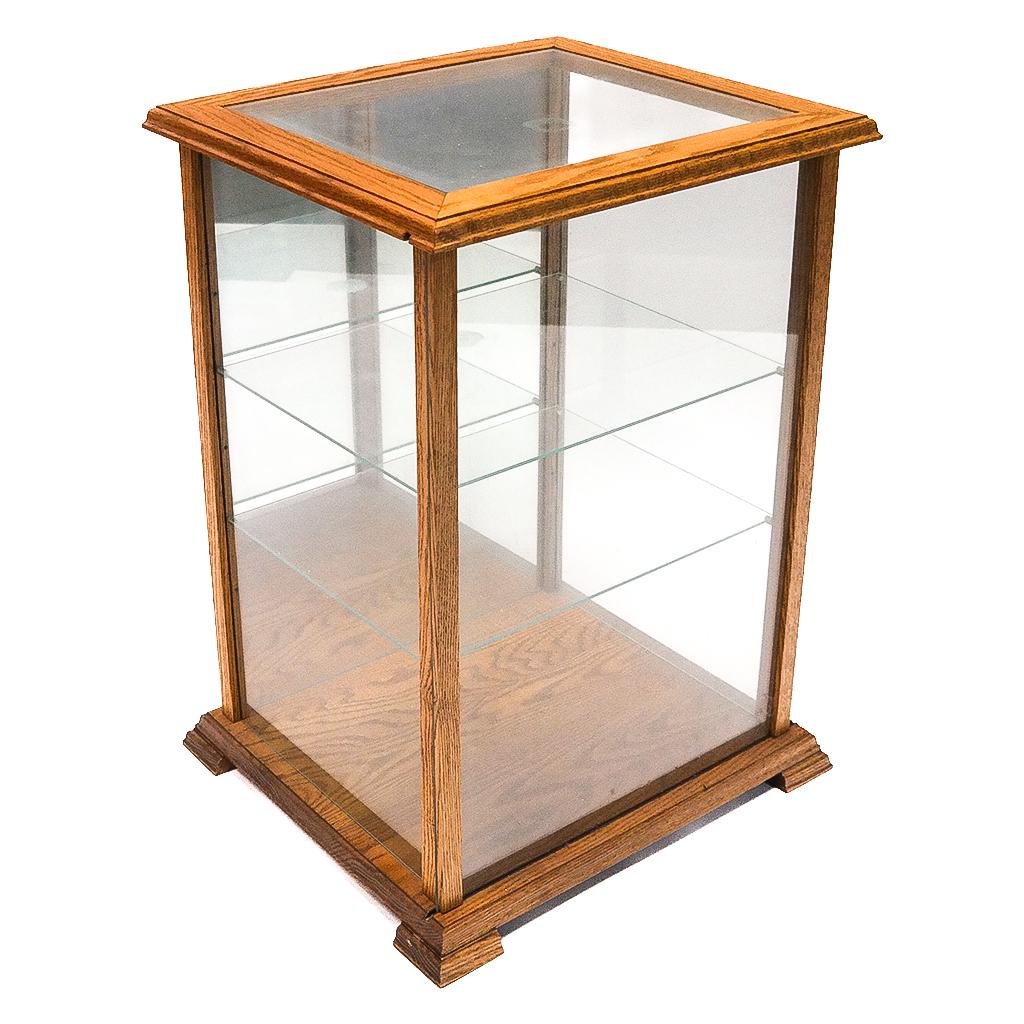 Small Oak and Glass Display Cabinet (1 of 6)