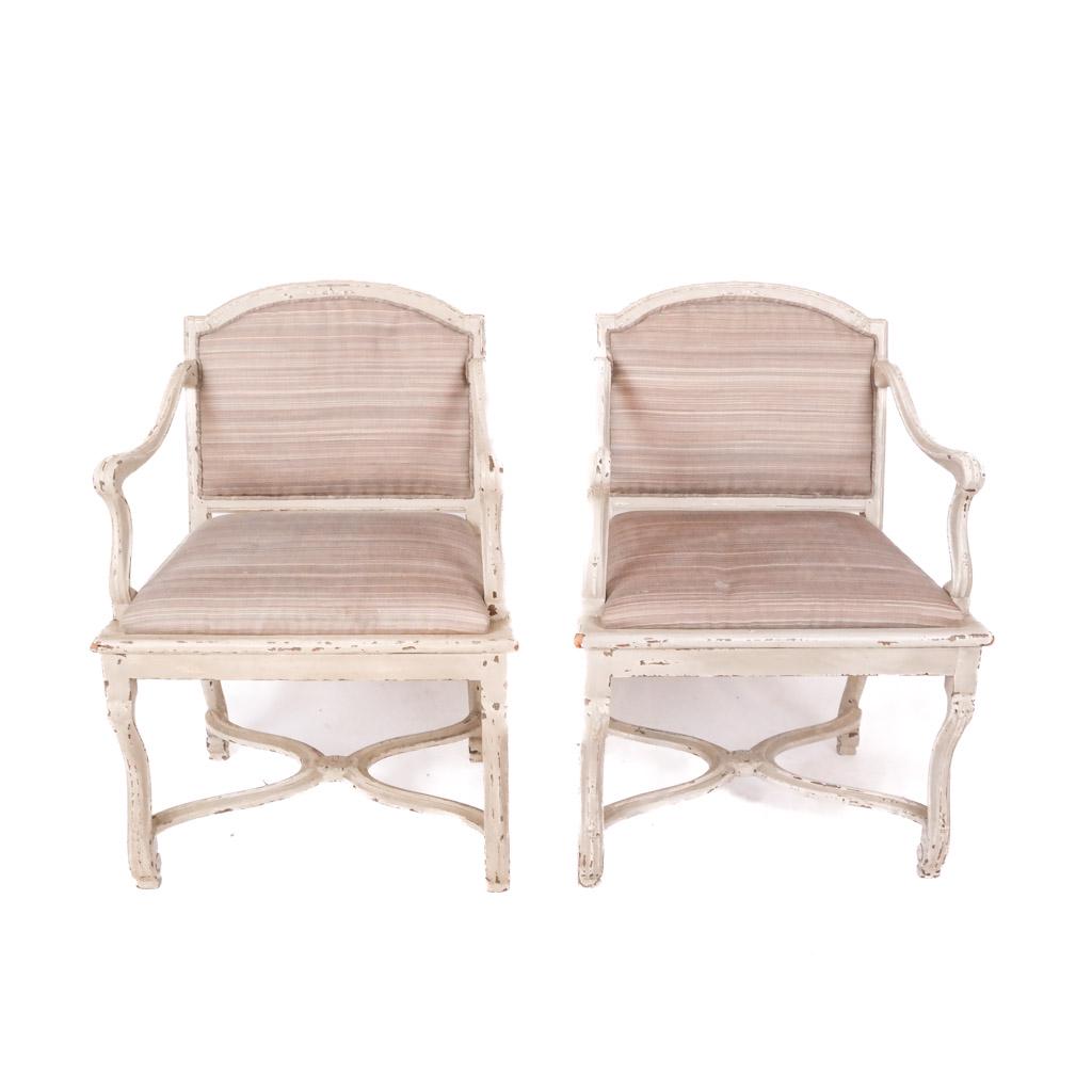 Pair of 19th C. Painted Armchairs (1 of 8)