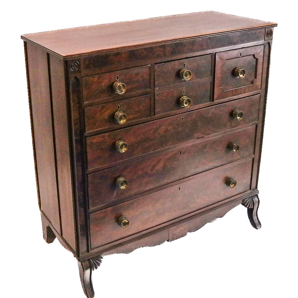 Antique Flame Mahogany Chest of Drawers (1 of 9)