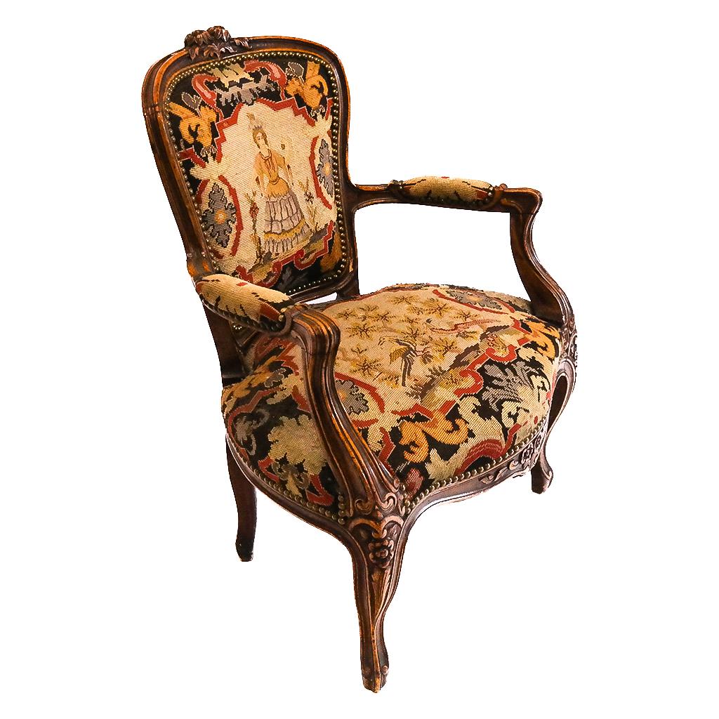 French Rococo-Style Carved Open Armchair (1 of 7)