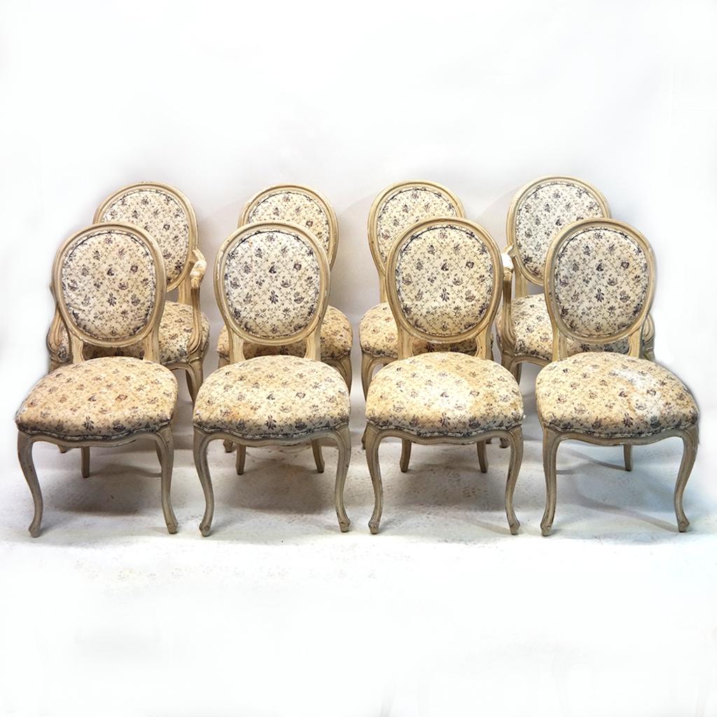 Modern Rococo-Style Painted Dining Chairs (8) (1 of 12)