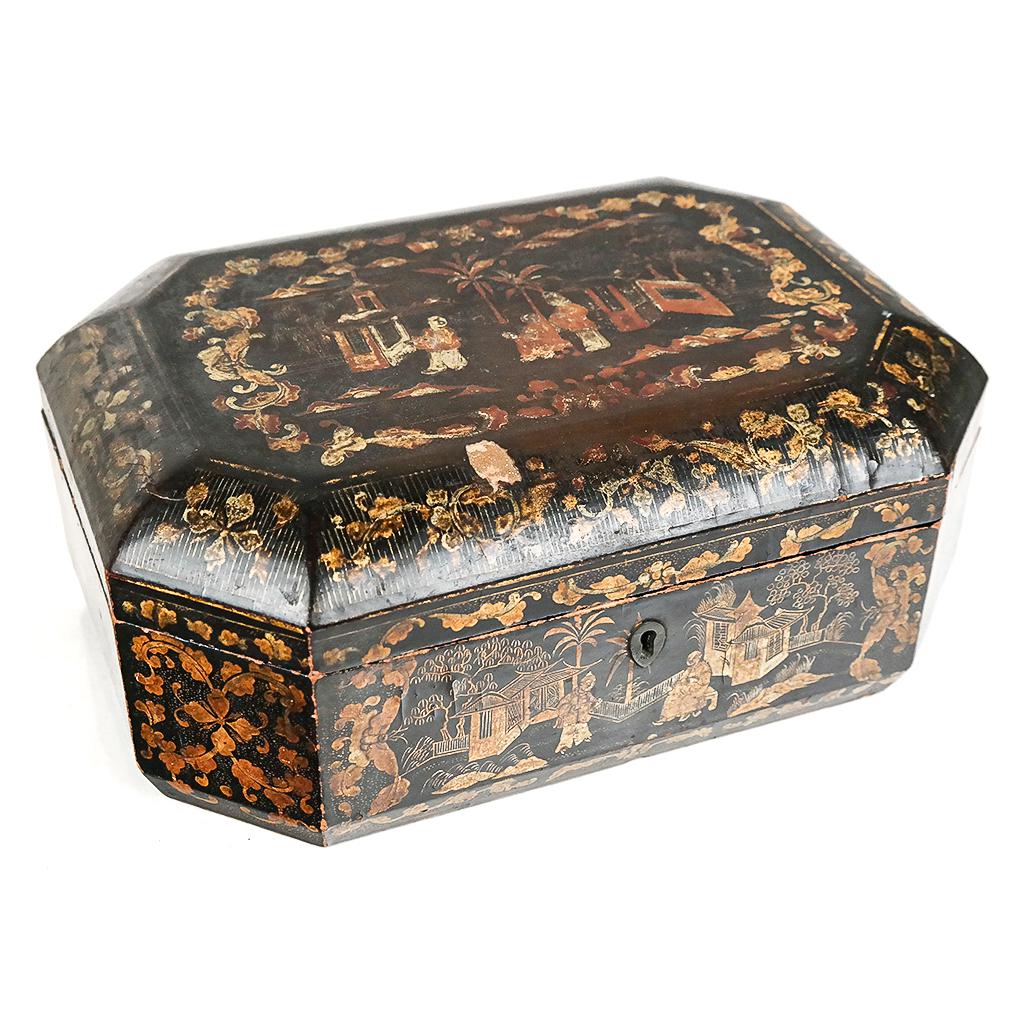 Asian Gold and Black Lacquer Box (1 of 11)