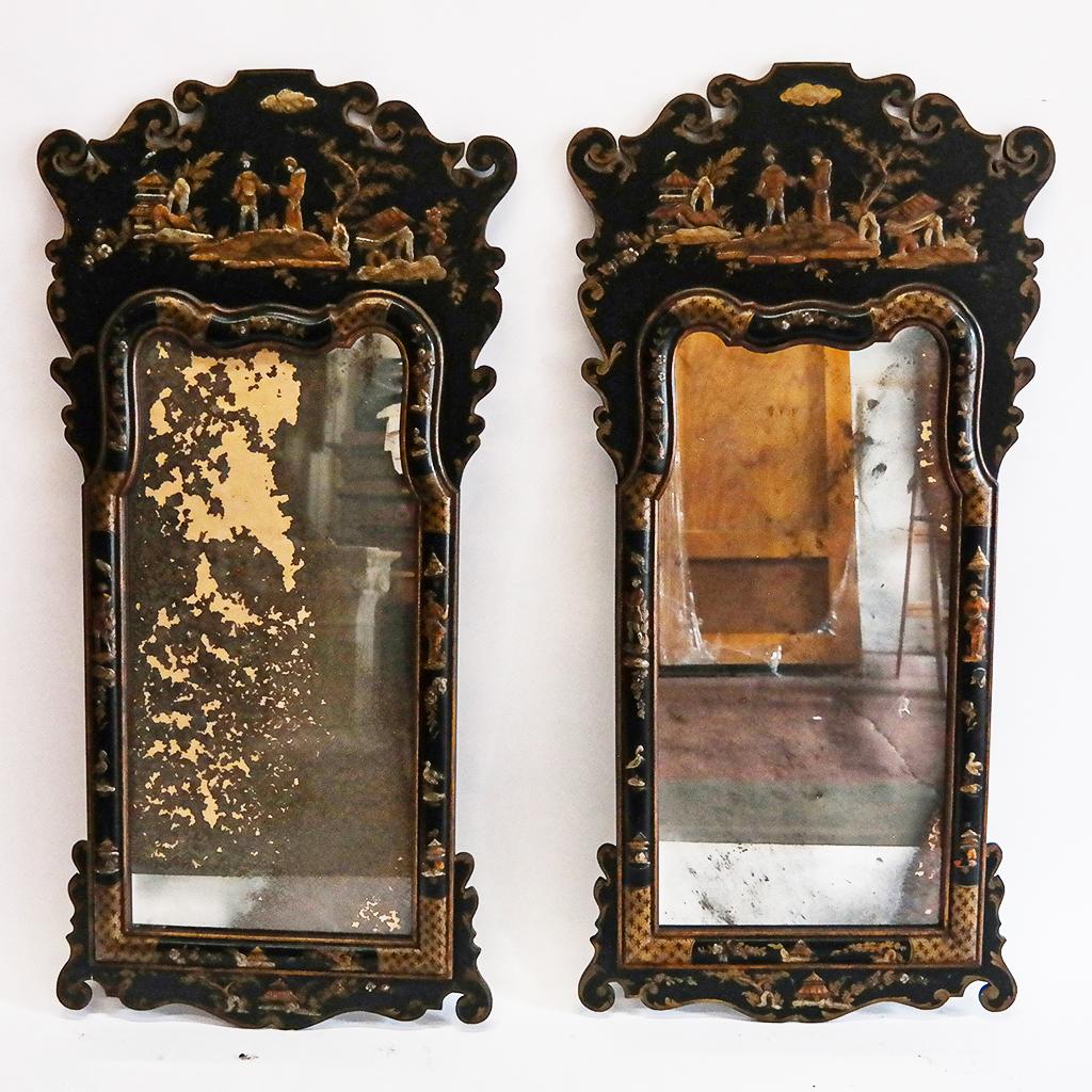 Pair of Asian-Style Lacquer Mirrors (1 of 10)