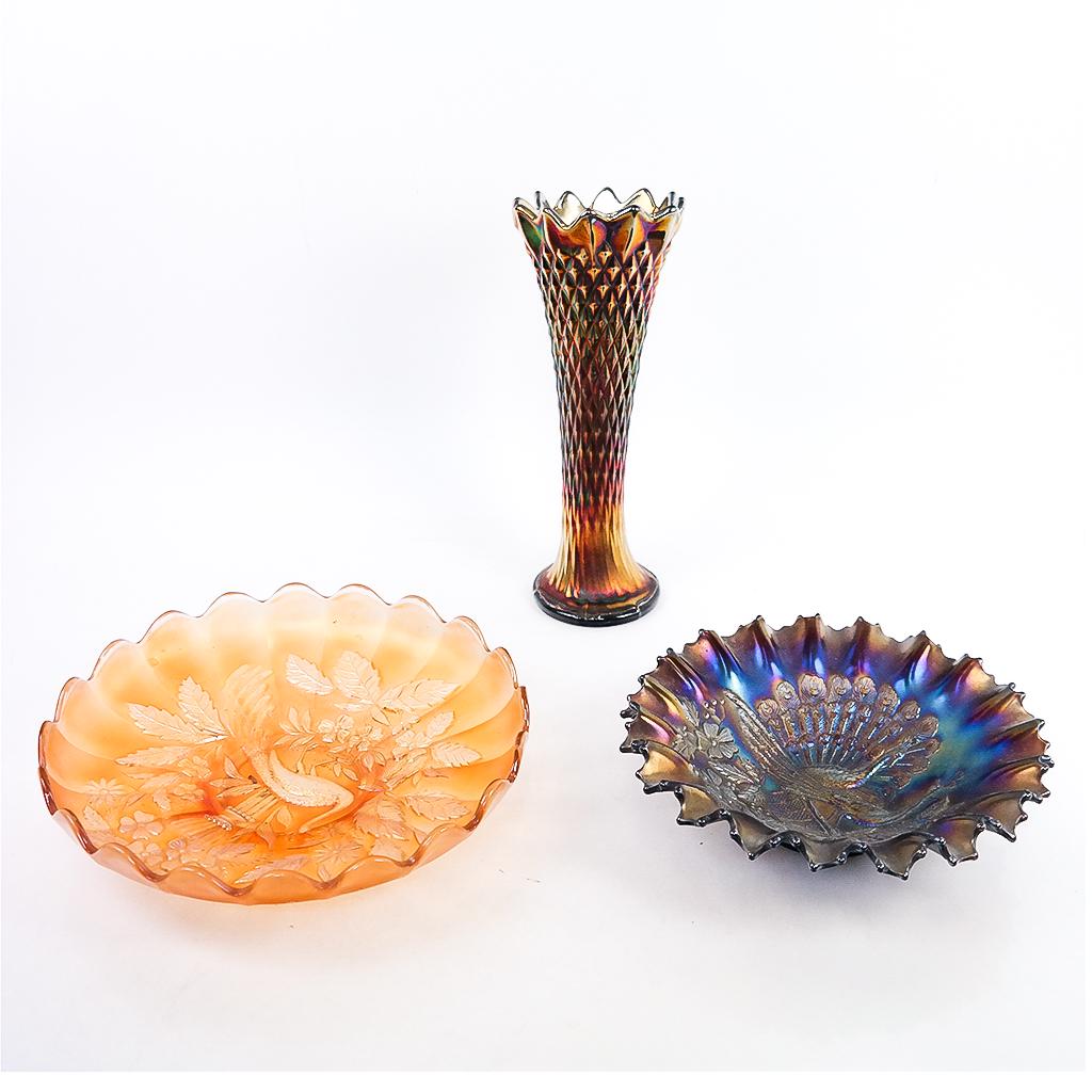 Three Carnival Glass Items (1 of 10)