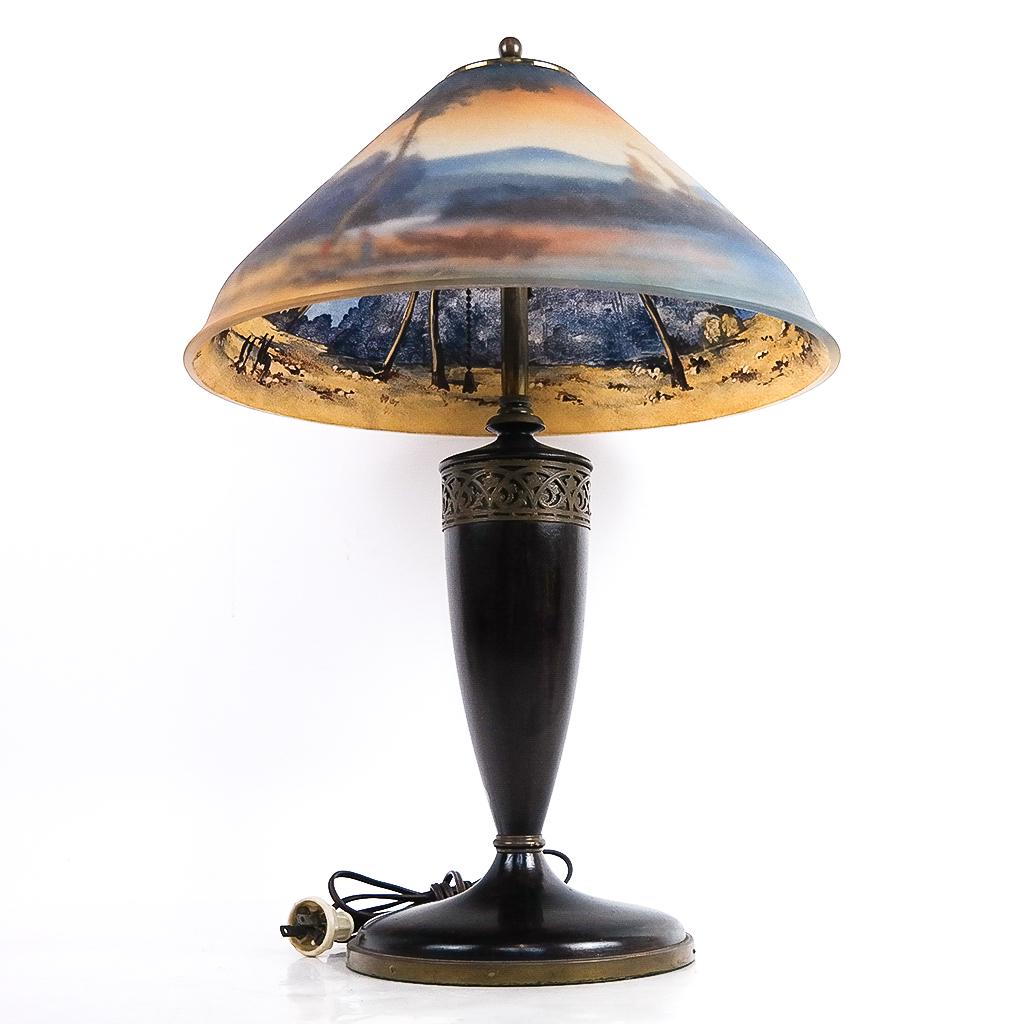An American Reverse Painted Table Lamp (1 of 11)