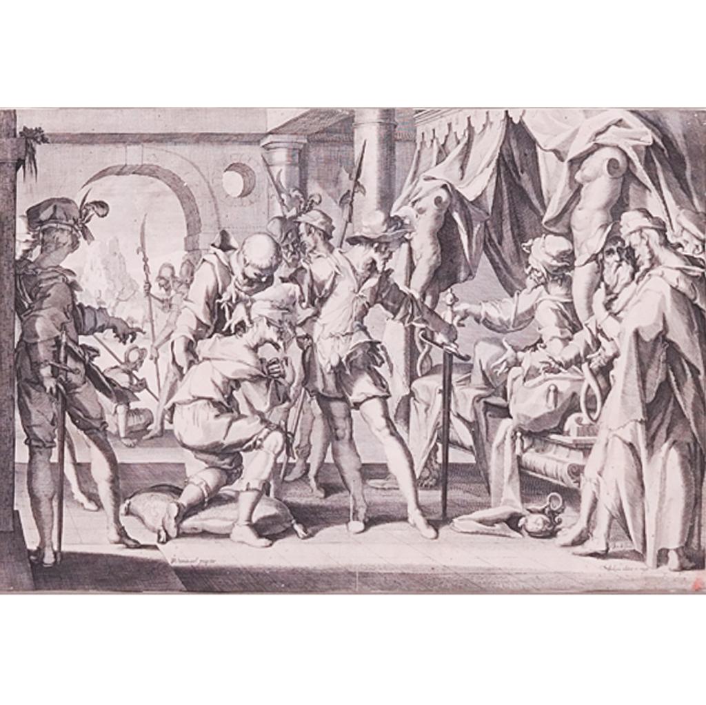 Medieval-Style Lithograph, Military Camp Interior (1 of 9)