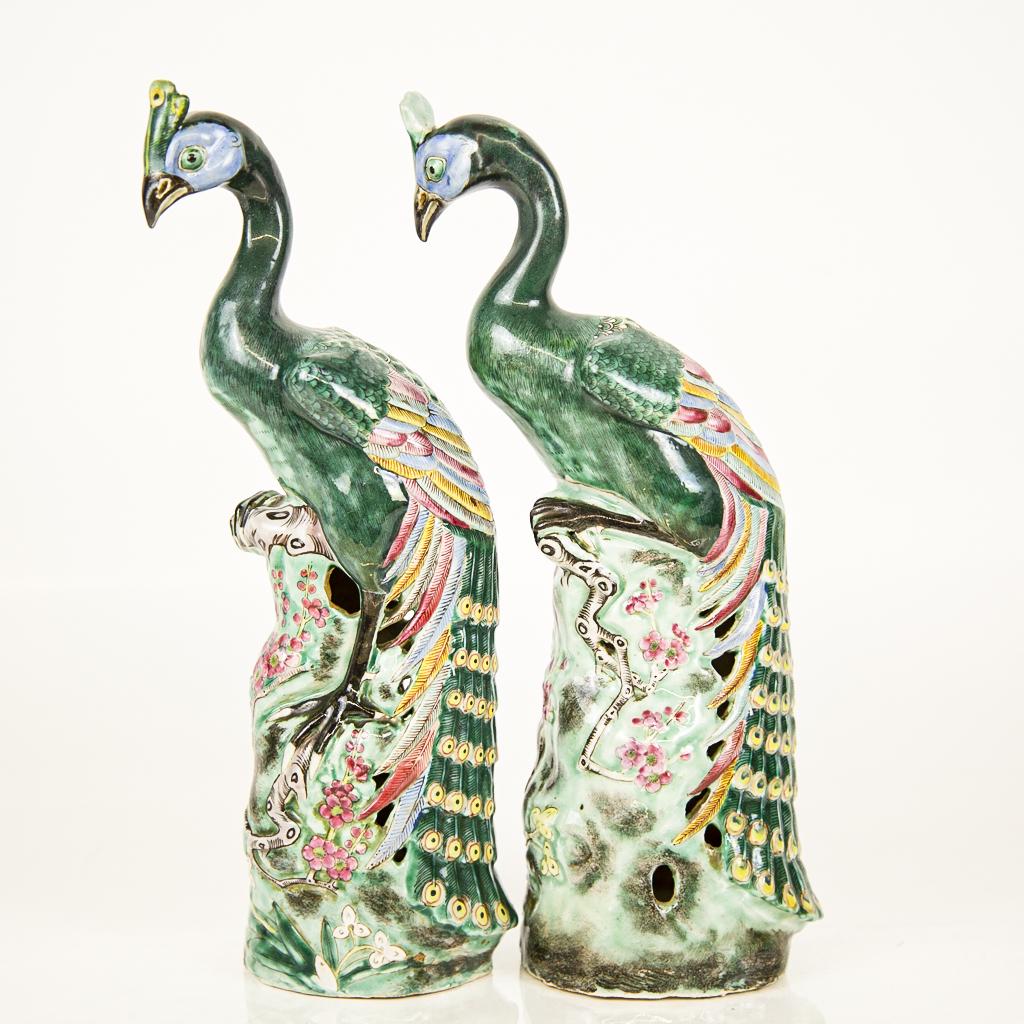 Pair of Chinese Porcelain Peacocks (1 of 10)