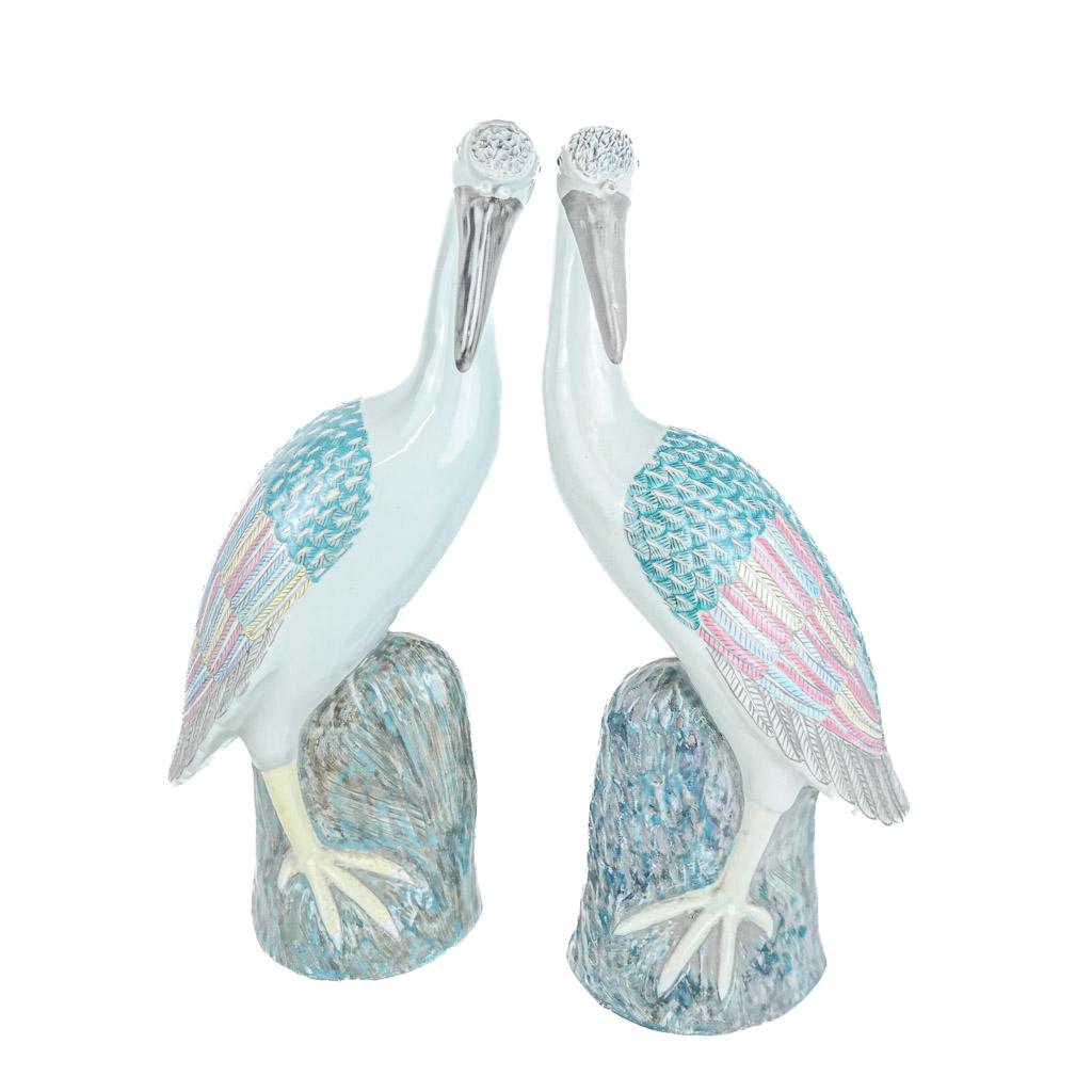 Pair of Chinese Ceramic Cranes (1 of 12)
