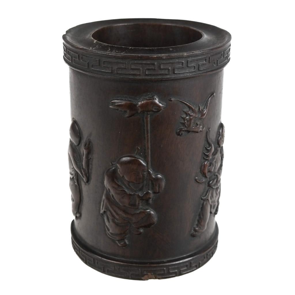 Carved Wooden Chinese Brush Pot (1 of 6)