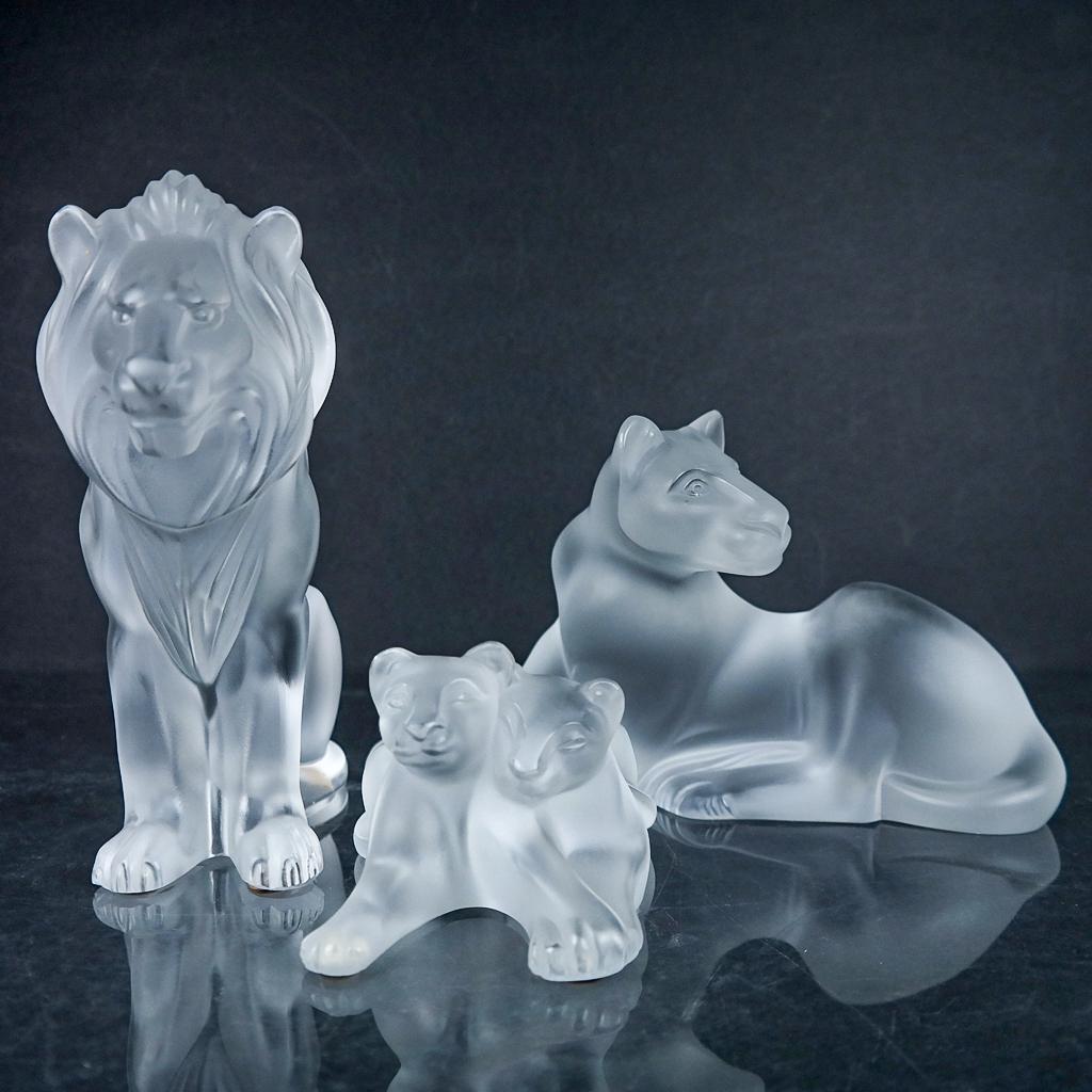 "Lion Family" Lalique Group of Glass Models (1 of 18)