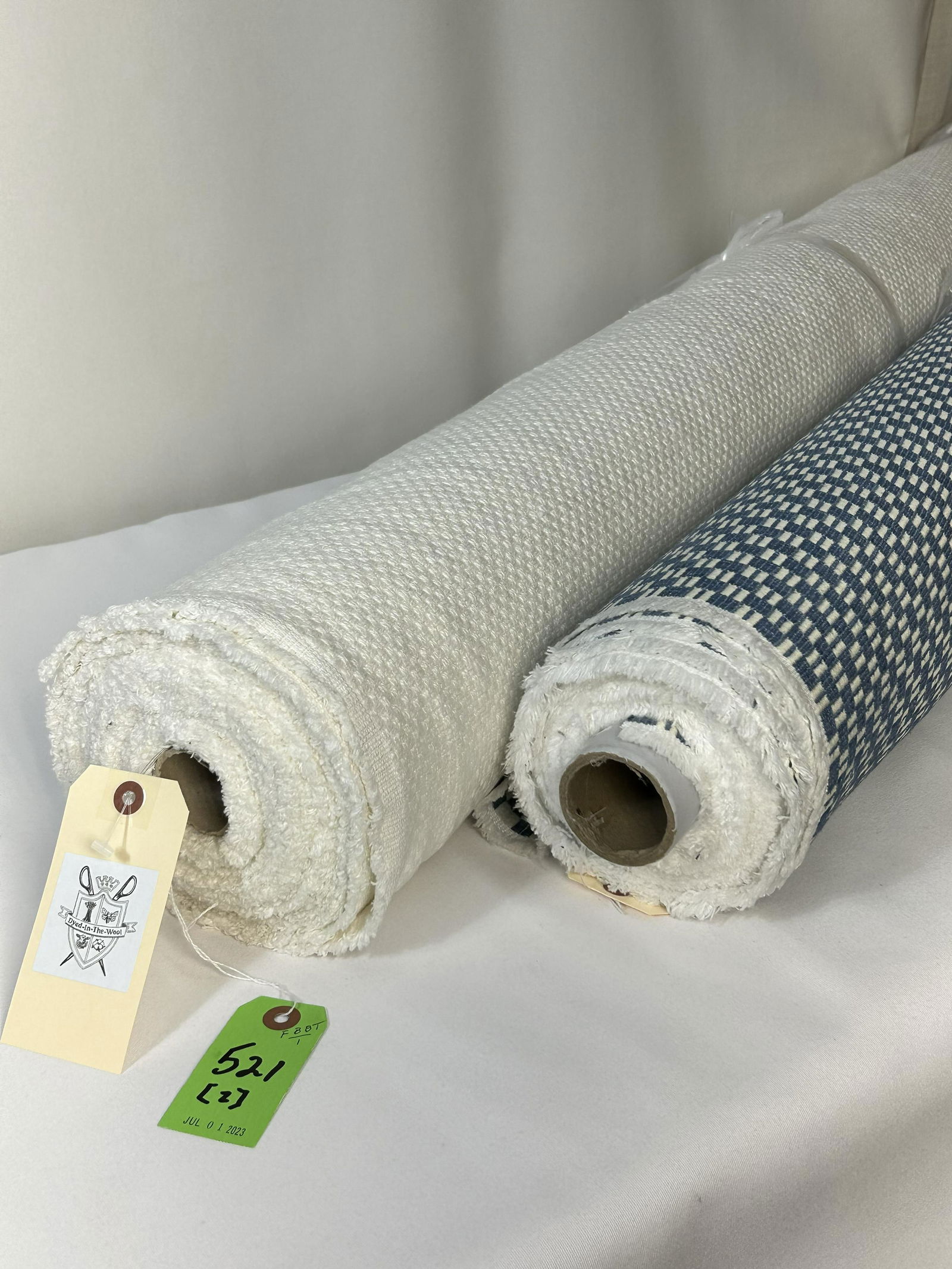 Schumacher and C & C Milano Upholstery Fabrics: 1) 8 1/2 yards of Schumacher's "Elkhart" blue and white lofty check, #76740 in "Blue", 55" width. The Italian woven is soft and has a wonderfully homespun quality. A blend of linen, cotton, viscose an