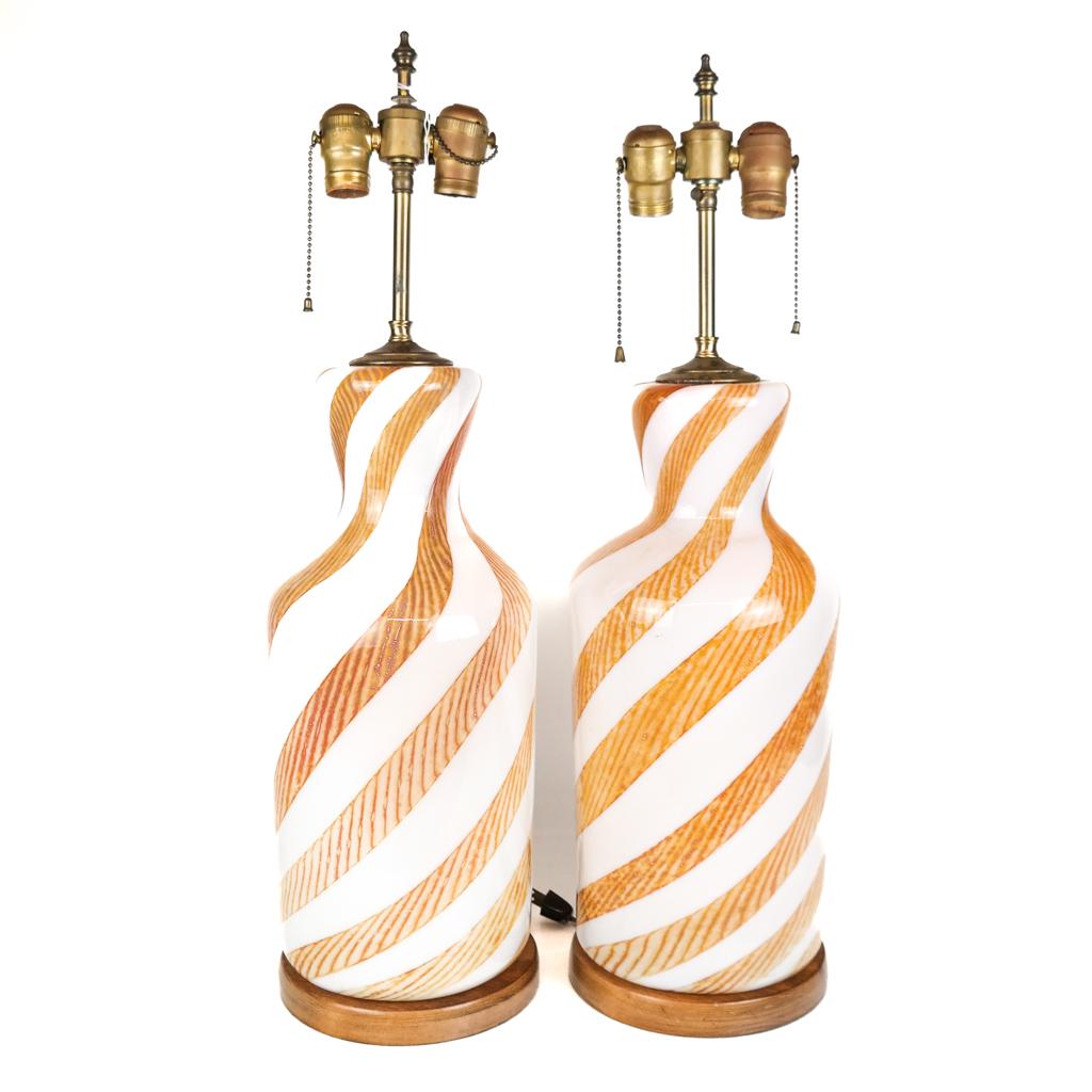 Pair Italian Swirl Design Table Lamps (1 of 8)