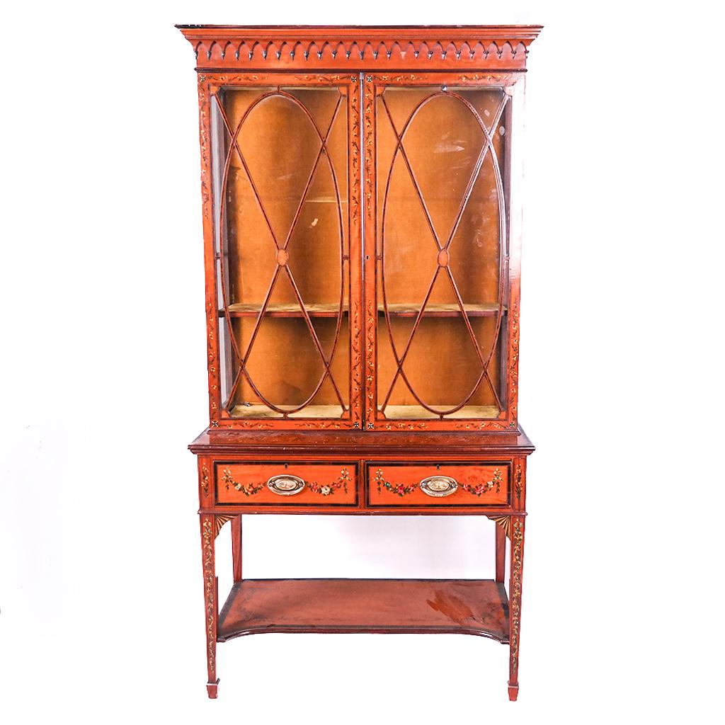 English Edwardian Paint Decorated Cabinet on Stand (1 of 18)