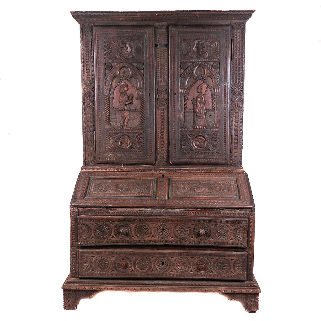 Iberian Renaissance Carved Walnut Wedding Cabinet (1 of 20)