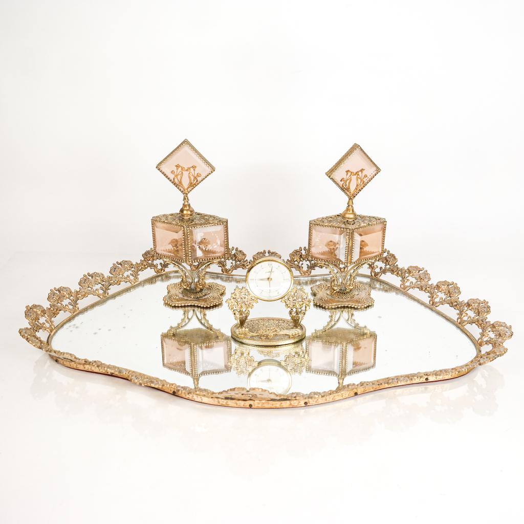 Four-Piece Gilt Metal Vanity Set (1 of 15)