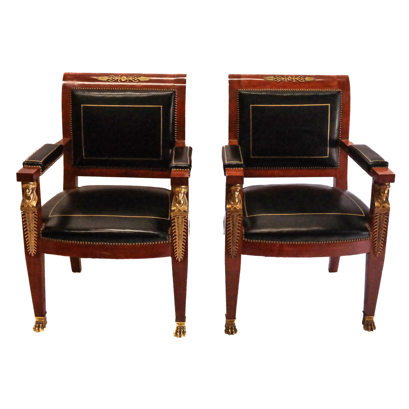 Pair of Empire-Style Bronze-Mounted Armchairs (1 of 13)