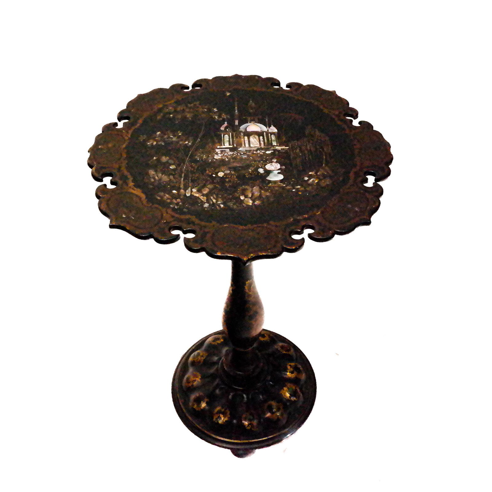 Victorian Ebonized Papier Mache Side Table (1 of 7)