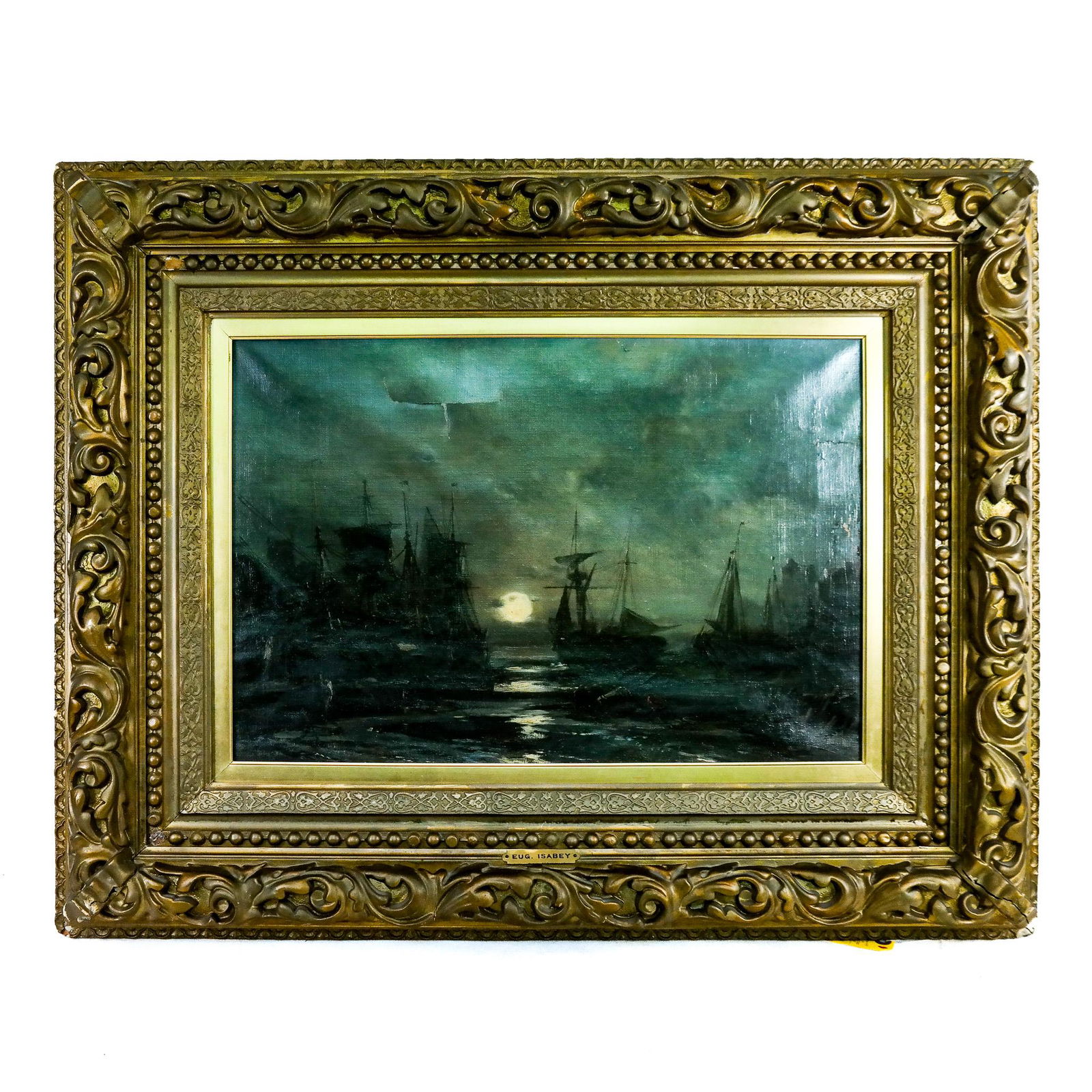 Eugene ISABEY: Ships in Harbor - Oil Painting (1 of 16)
