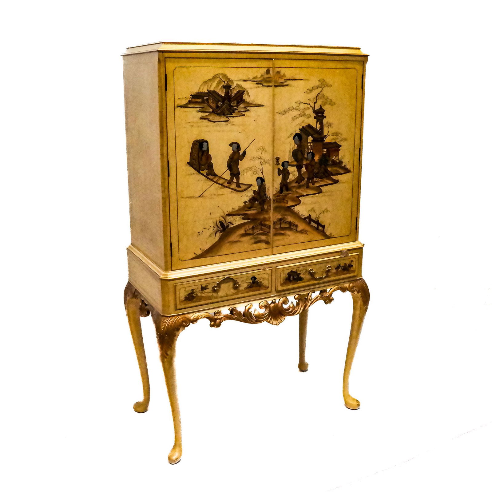 Georgian-Style Chinoiserie Bar Cabinet on Stand (1 of 20)