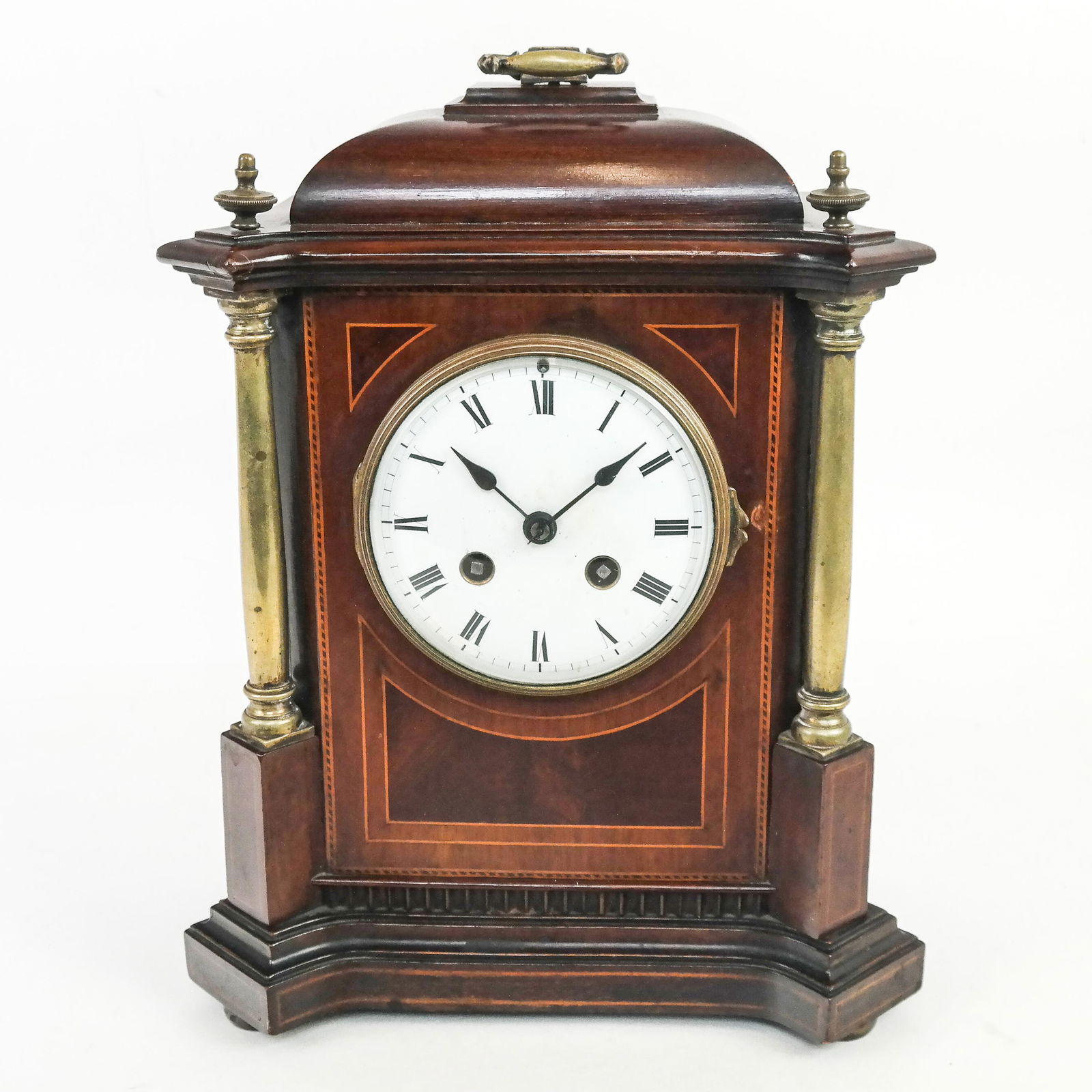 French Inlaid Mahogany Mantel Clock (1 of 8)