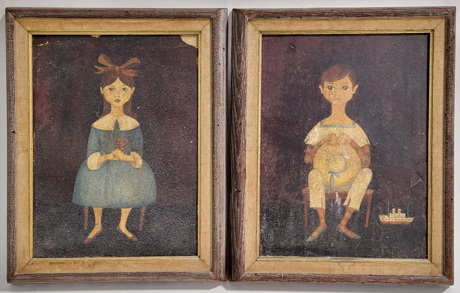 Piero AVERSA: Young Girl and Boy - 2 Oil Paintings (1 of 18)