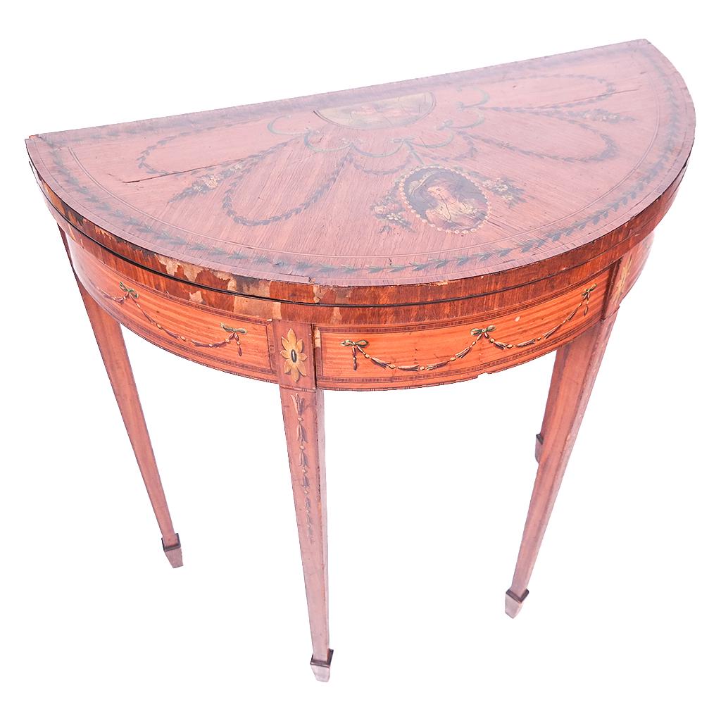 English Edwardian Paint Decorated Card Table (1 of 12)