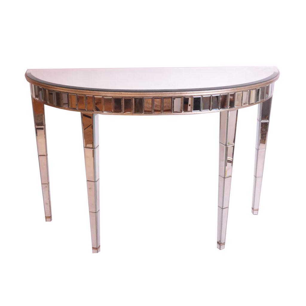 Modern Mirrored Demilune Console Table (1 of 5)