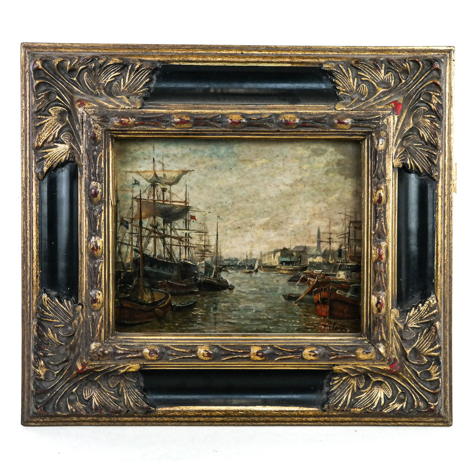 J. CLARK: Busy Port - Oil Painting (1 of 9)