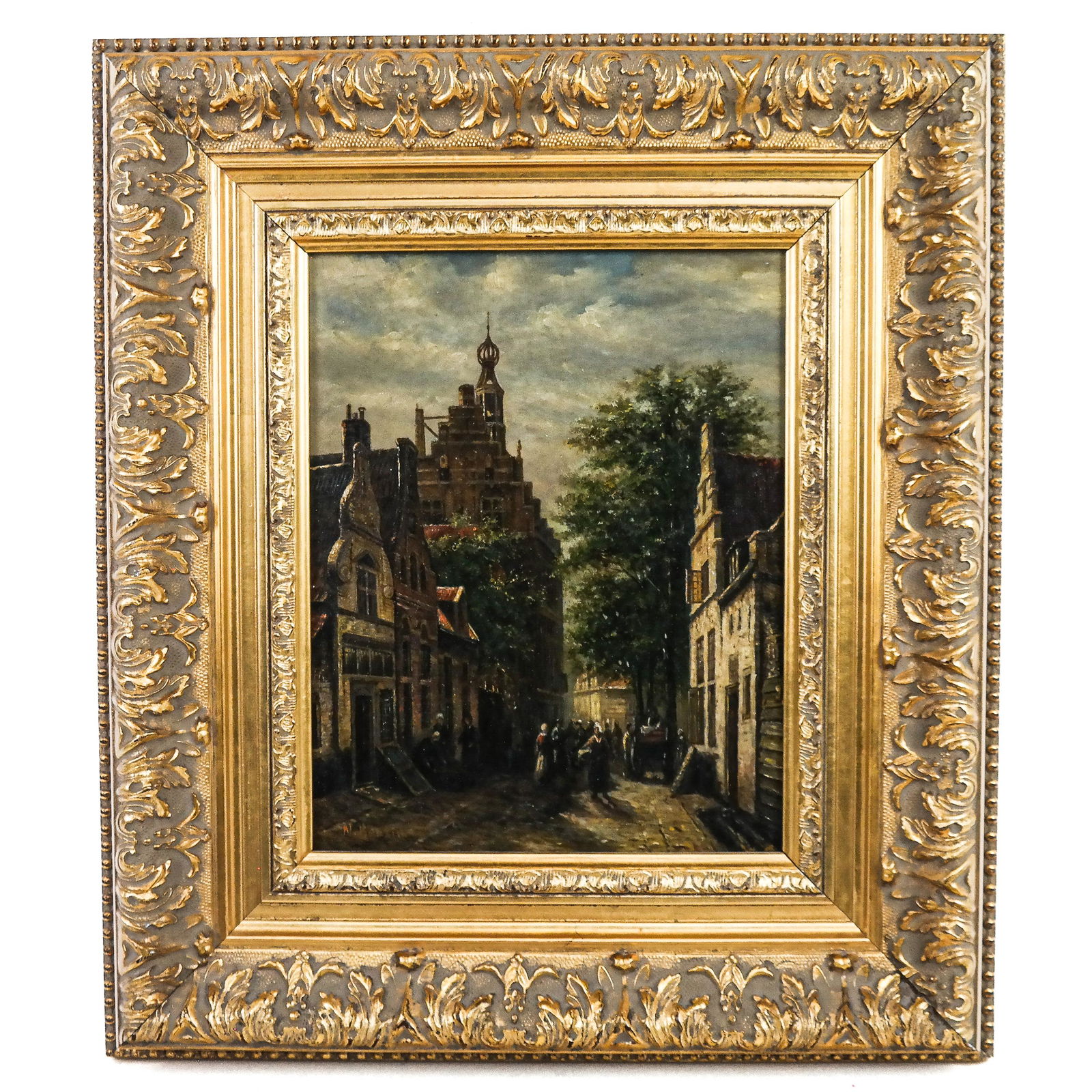 N. BERTIAE (?): Dutch Street - Oil Painting (1 of 10)