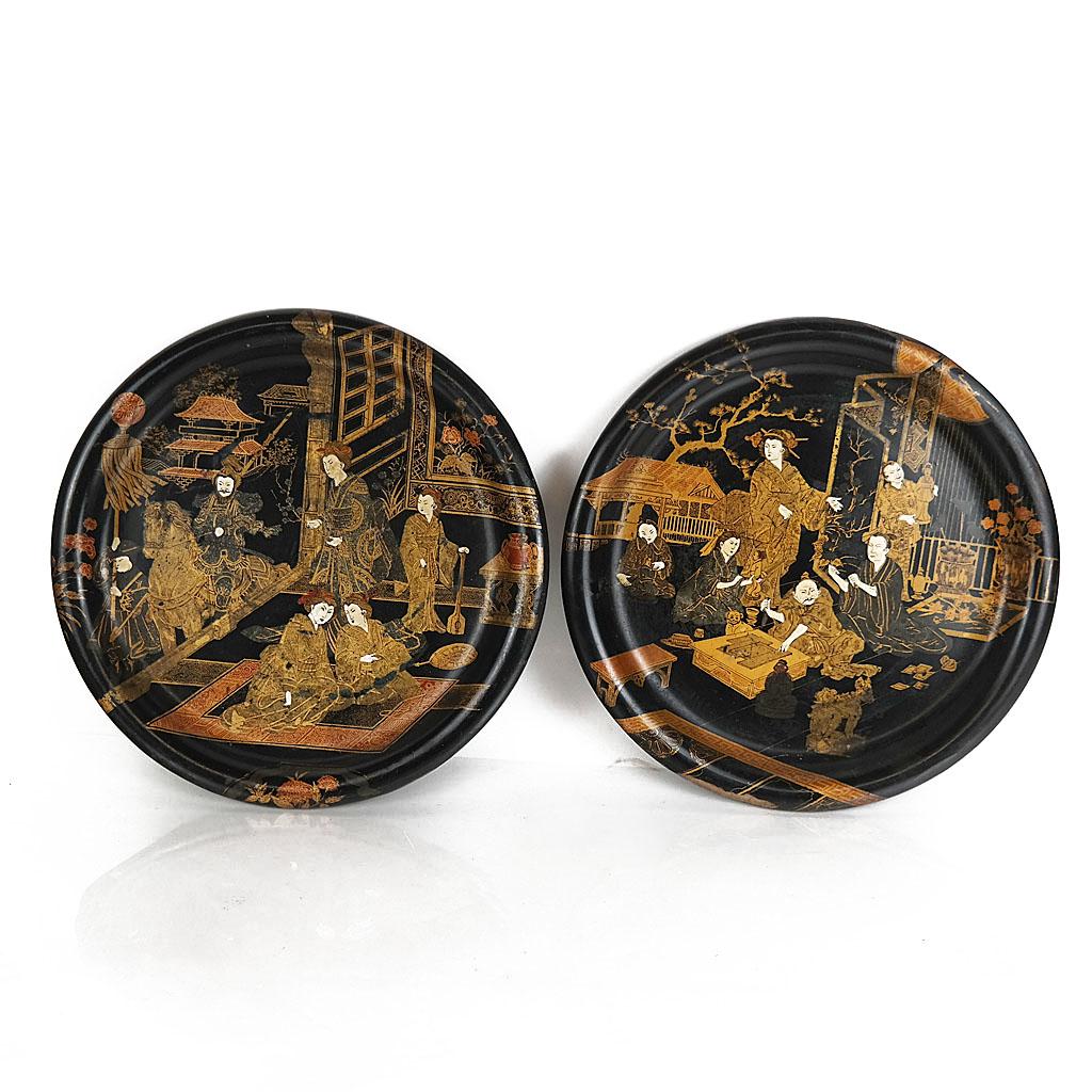 Pair of Antique Asian Papier Mache Dishes (1 of 7)