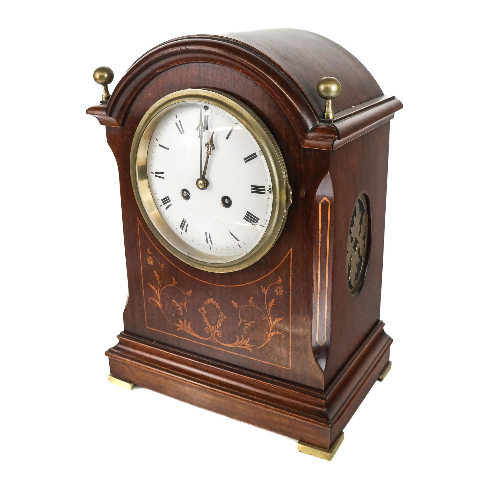 Edwardian-Style Mahogany Inlaid Mantel Clock (1 of 8)