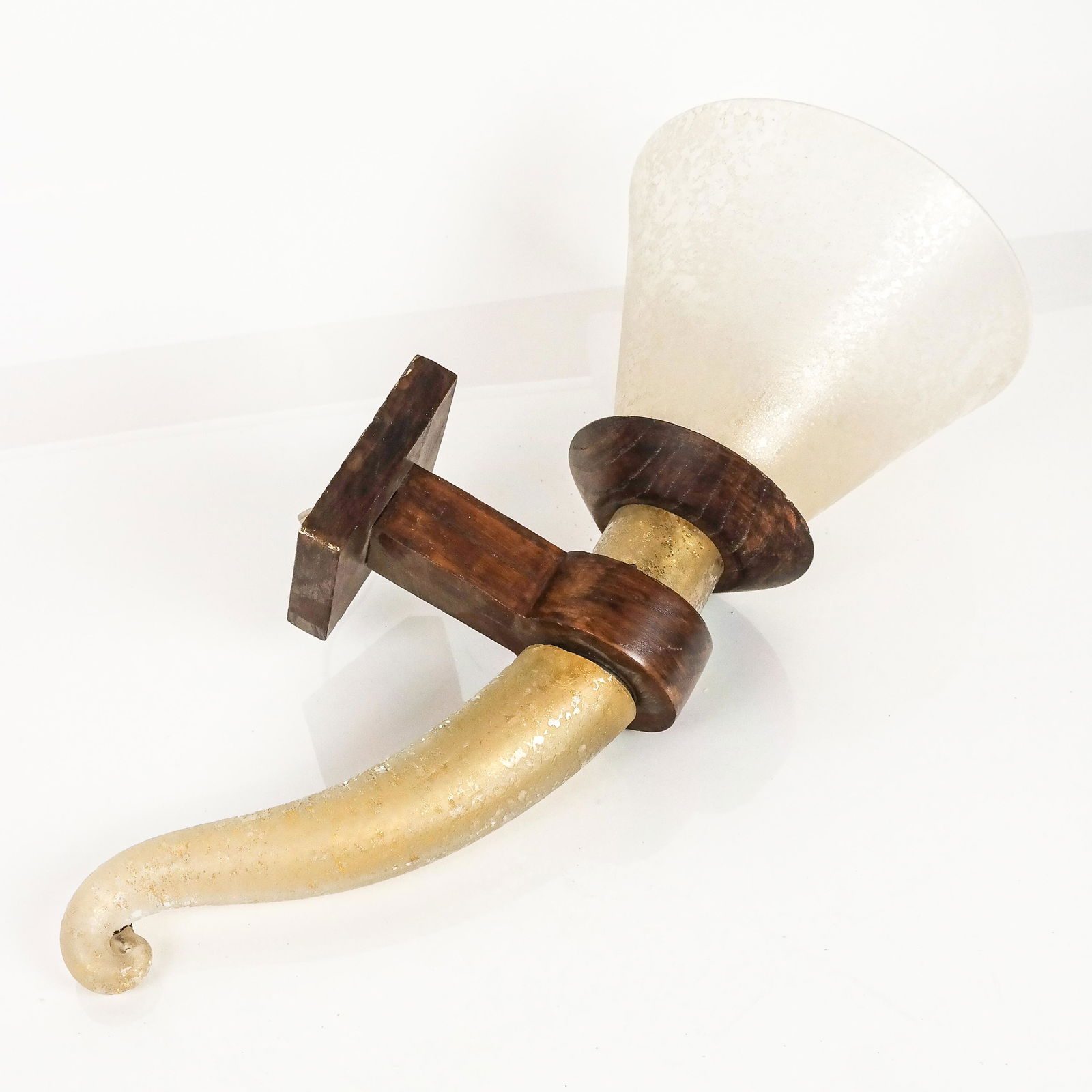 Large Wood and Worked Glass Wall Sconce (1 of 7)