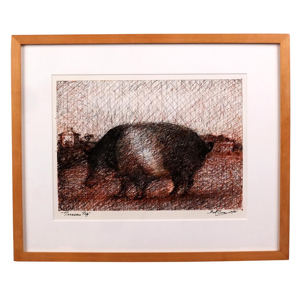 Bill CICA (?): "Tuscan Pig" - Colored Pen Drawing (1 of 8)