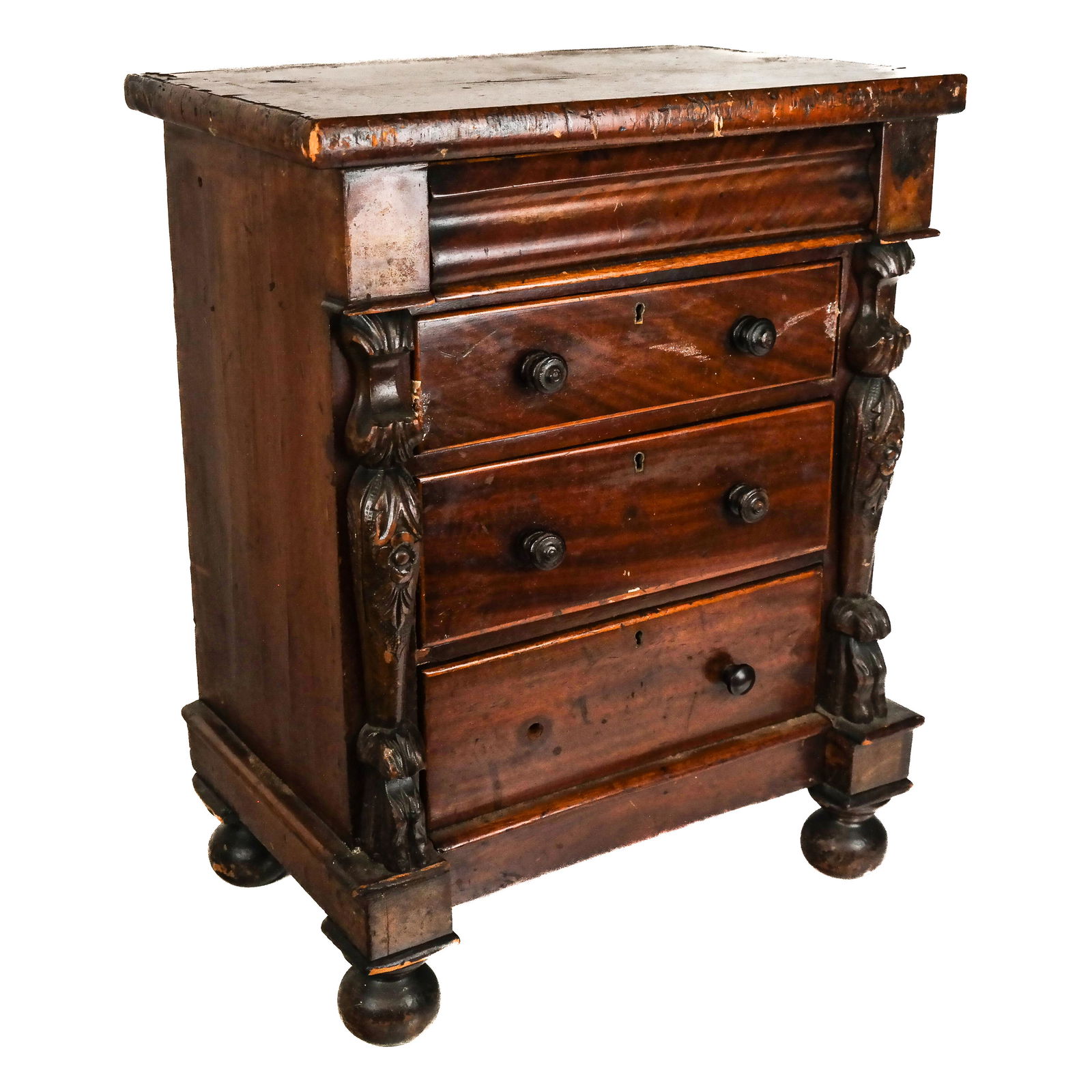 Miniature Empire Carved Mahogany Chest of Drawers (1 of 19)