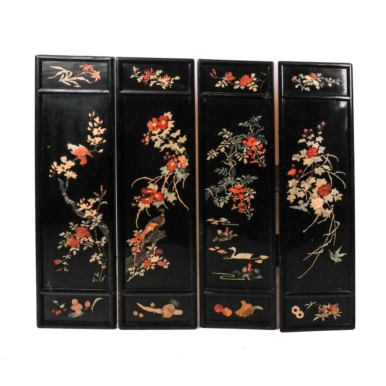 Four Chinese Black Lacquered Panels (1 of 13)