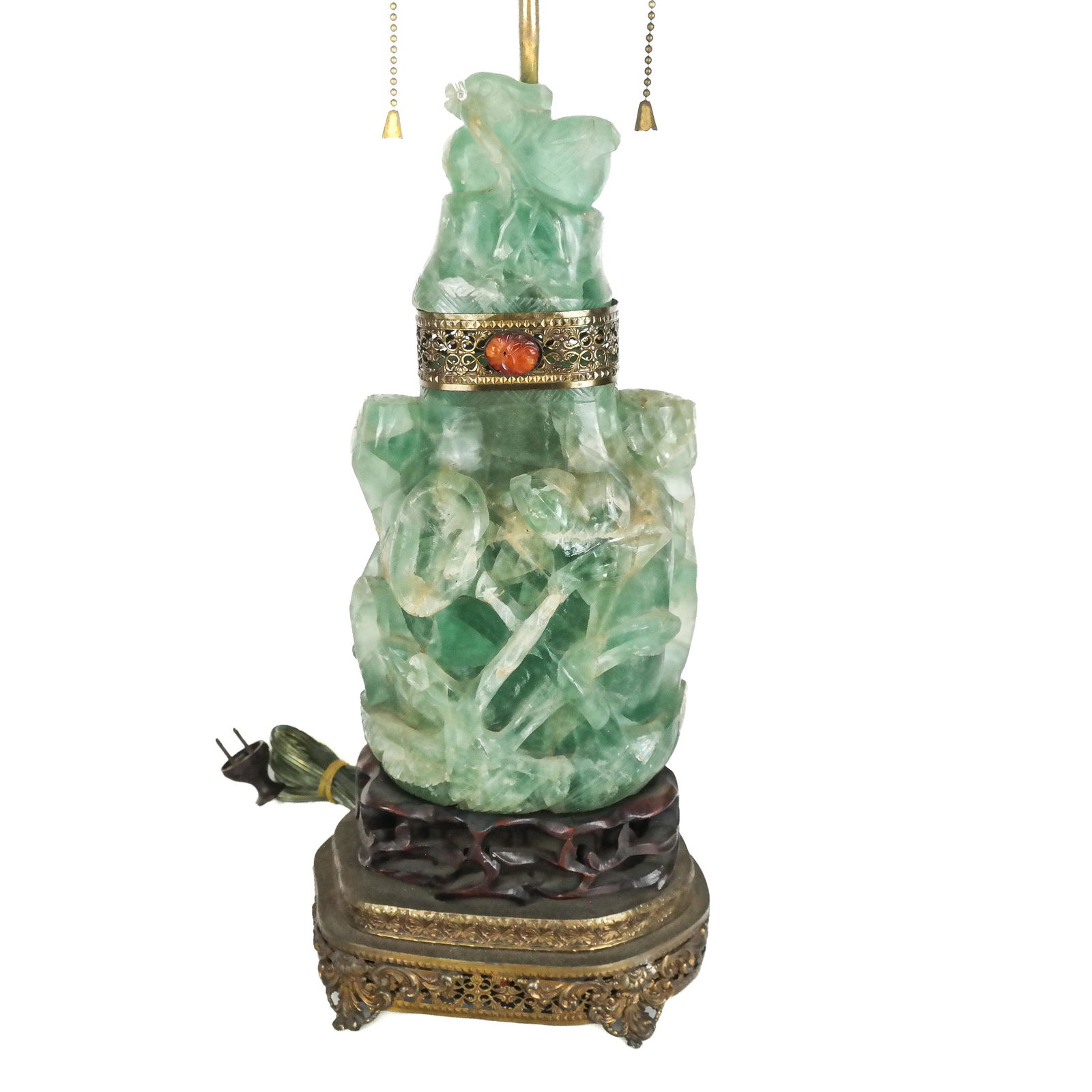 Chinese Green Quartz Vase Mounted As Lamp (1 of 15)