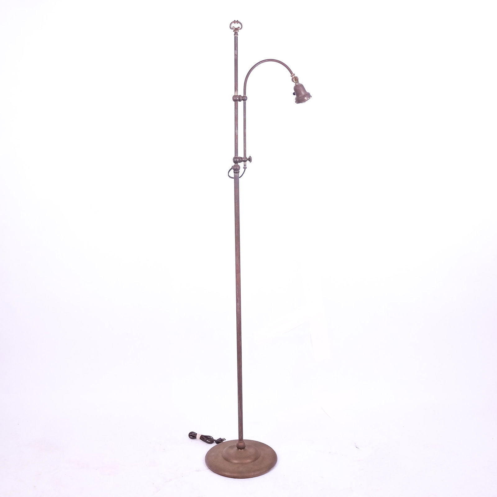 Antique Brass Floor Lamp With Favrile Glass Shade (1 of 6)