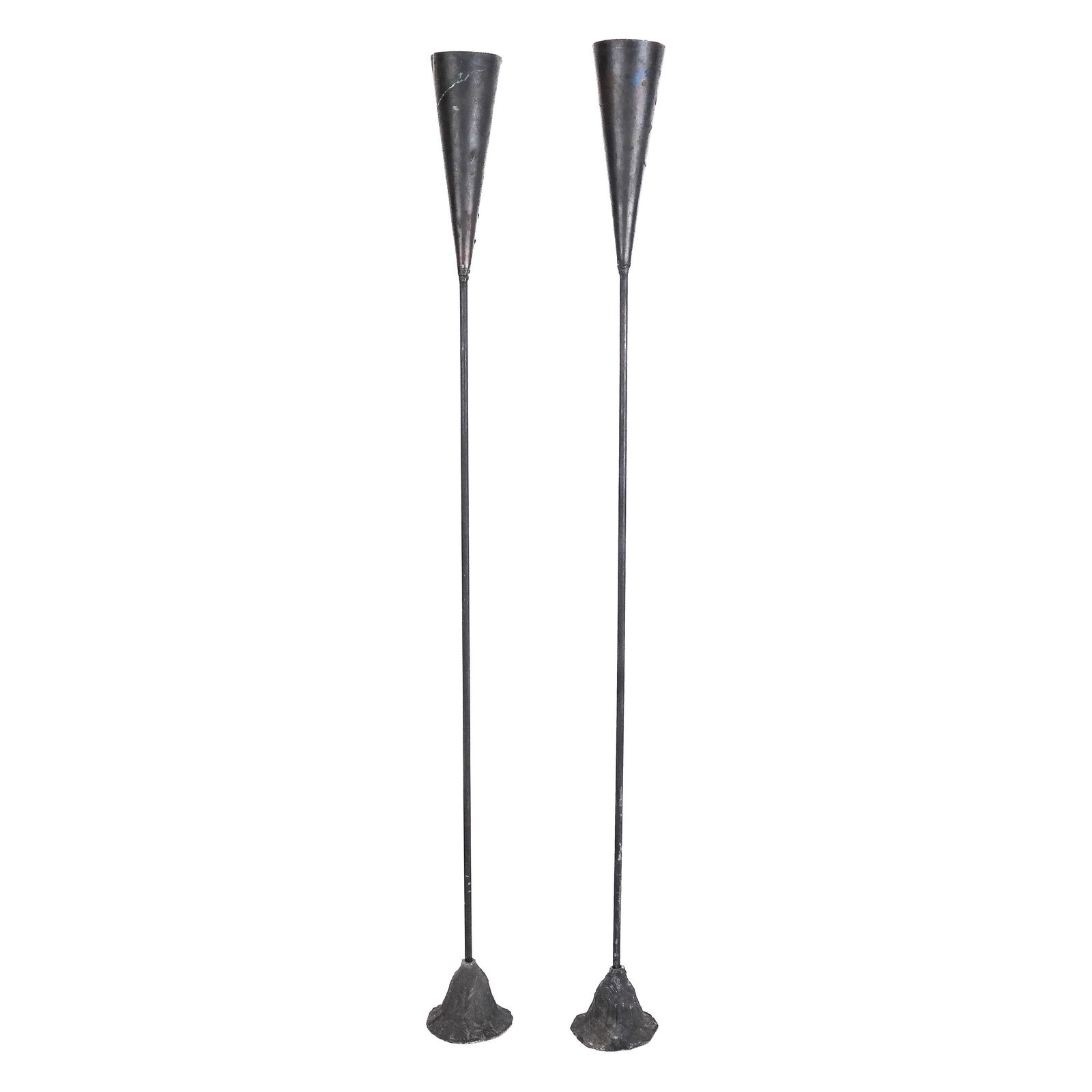 Pair of Wrought Iron Weighted Candlesticks (1 of 6)