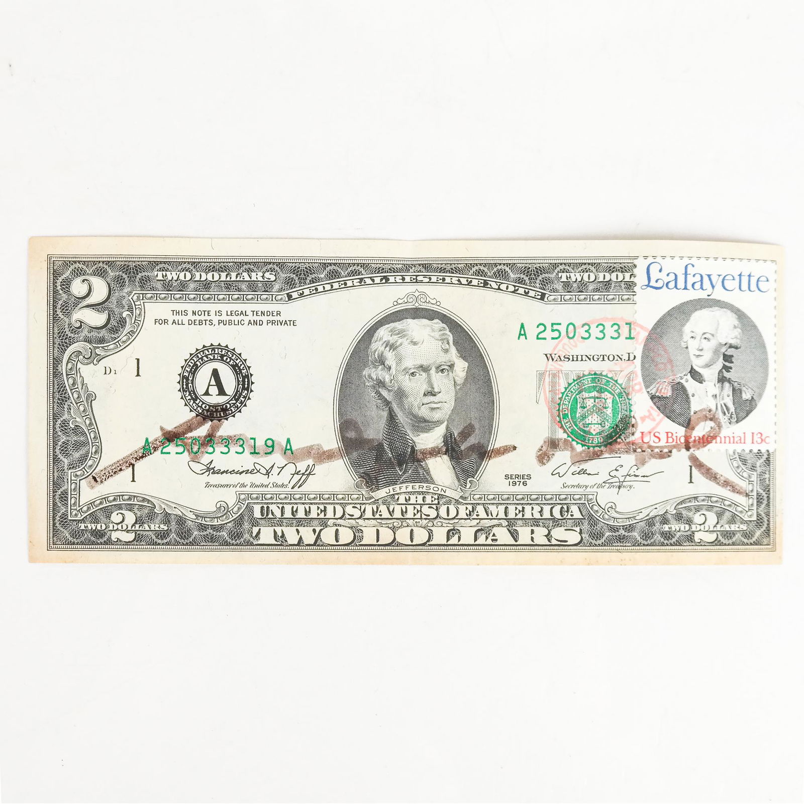 After Andy WARHOL: $2 Bill - Signed (1 of 8)