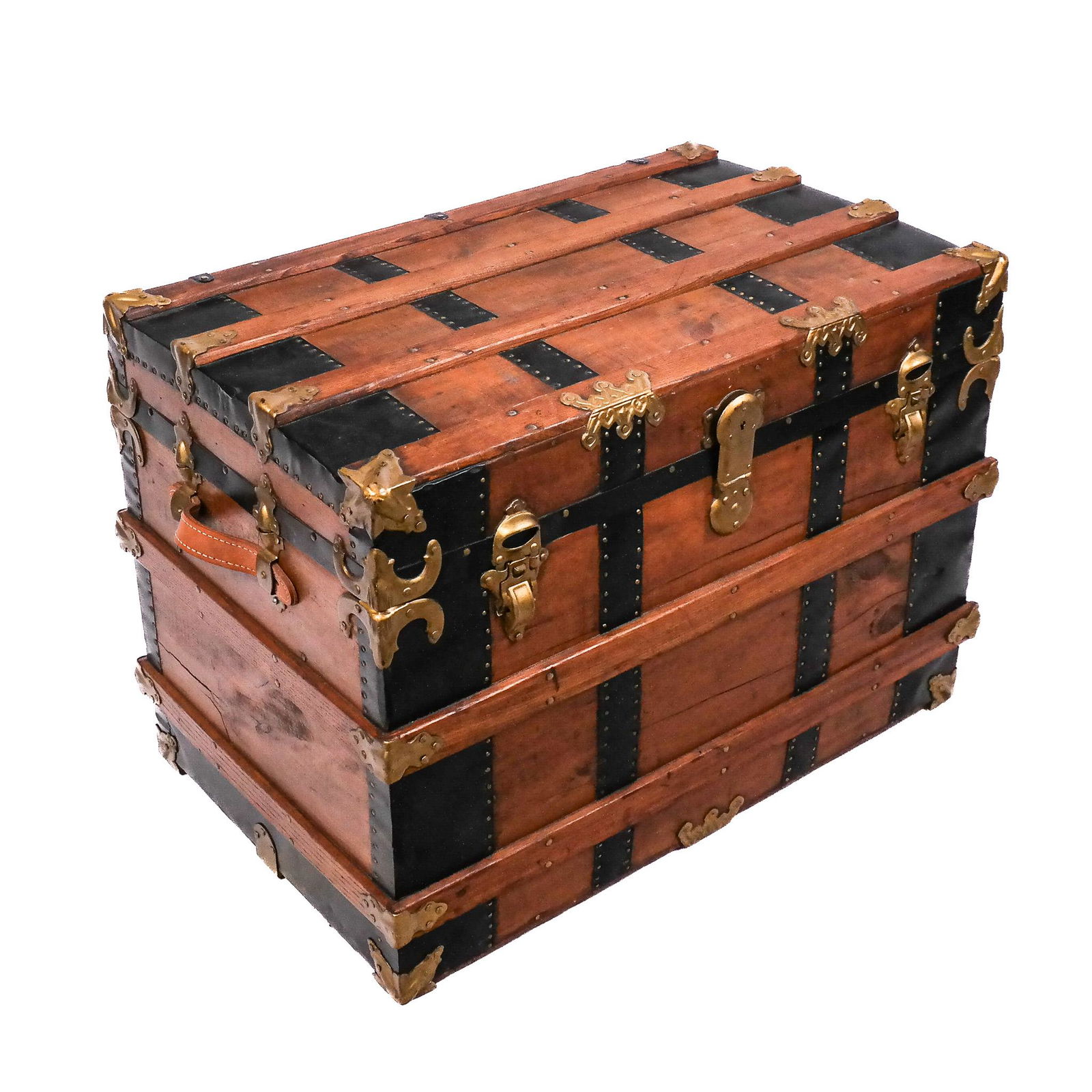 Antique Metal-Mounted Steamer Travel Trunk (1 of 9)